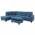Blue L-Shaped Sectional Sofa Set J56822