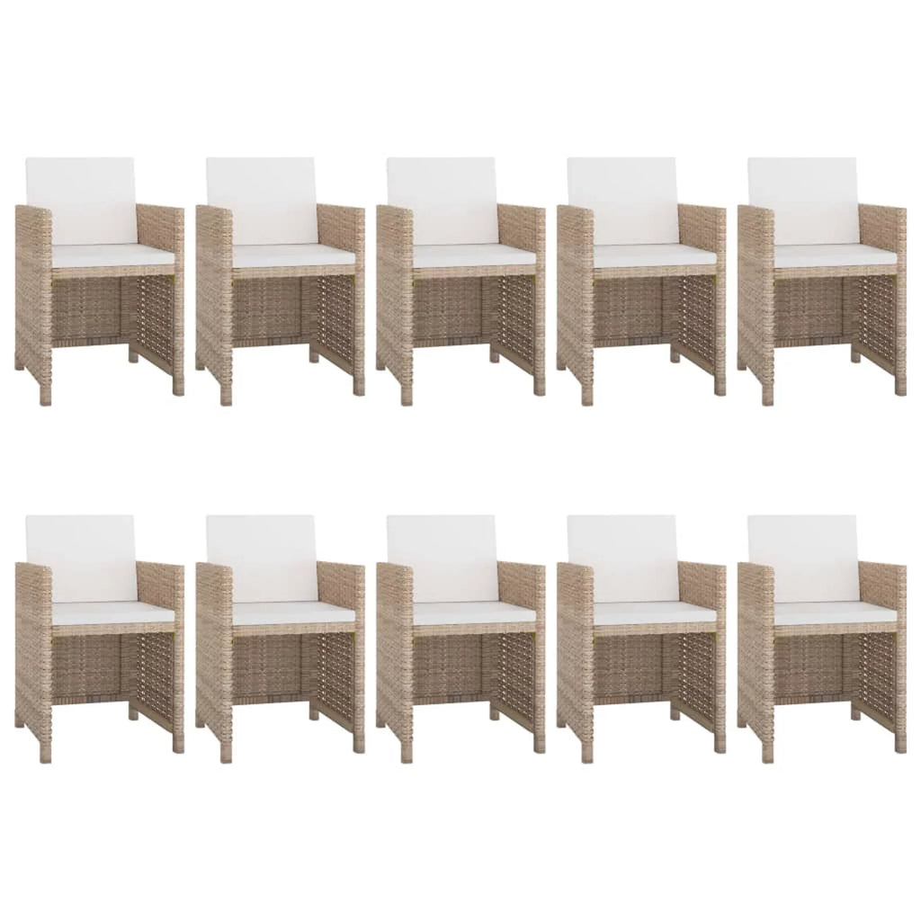 11 Piece Patio Dining Set with Seat Cushion Beige Poly Rattan X516014