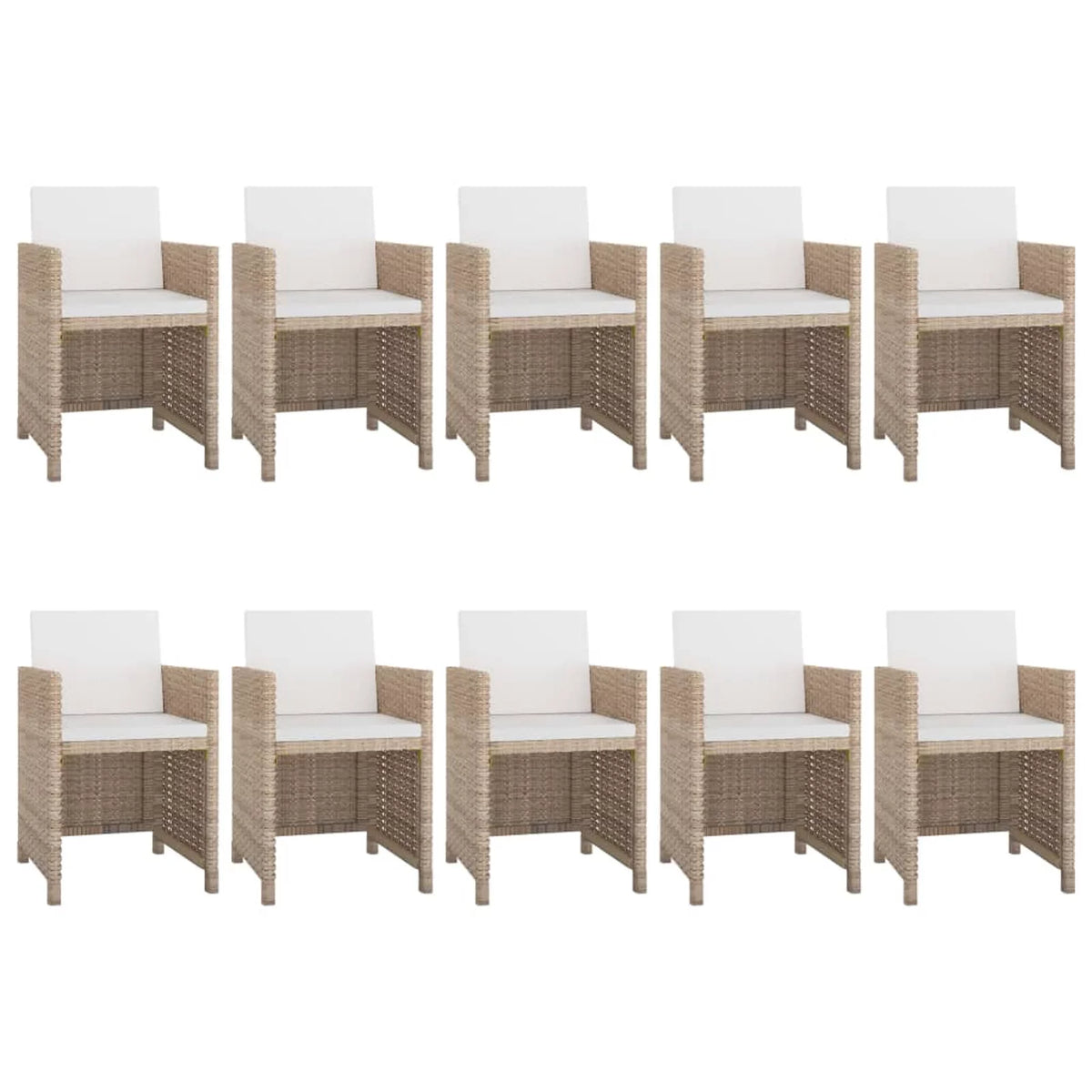 11 Piece Patio Dining Set with Seat Cushion Beige Poly Rattan X516014
