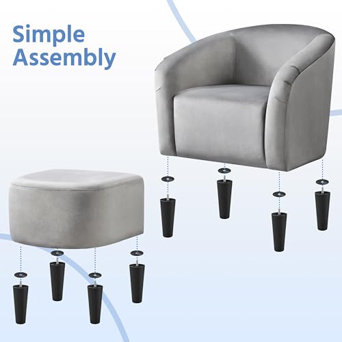 Fabric Accent Armchair with Ottoman U9584