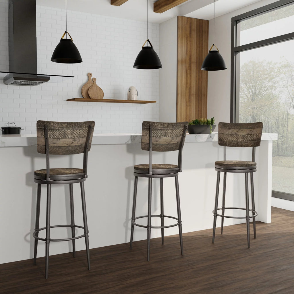 Wood and Metal Swivel Bar Height Stool N908091
