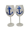 Set Of 2 Hand Painted Stemmed Wine Glasses H2517