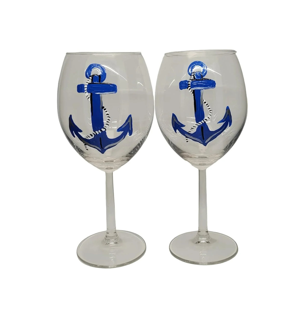 Set Of 2 Hand Painted Stemmed Wine Glasses H2517