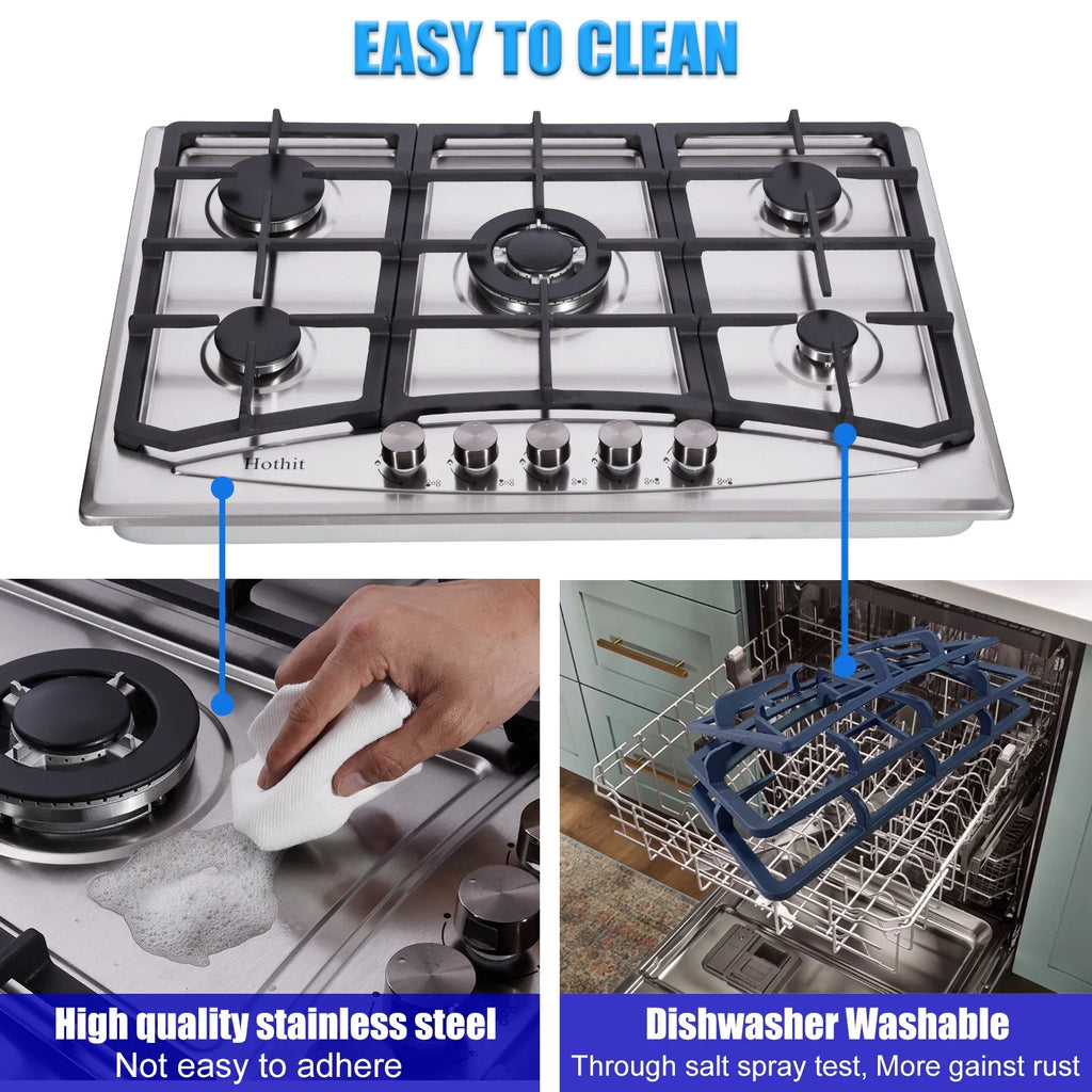 30 inch 5 Burner Stainless Steel Gas Cooktop V60618