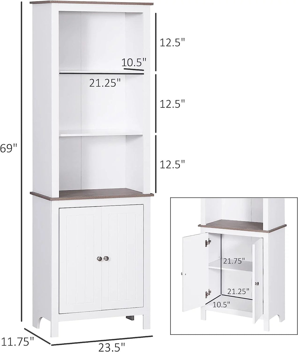 White 3-Tier Double Door Storage Cabinet Y9090