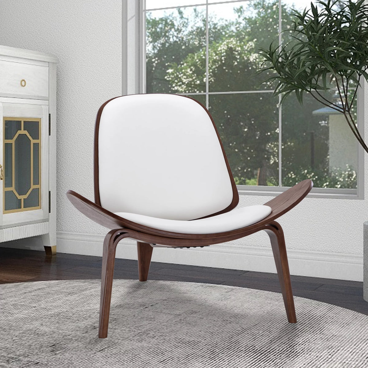 White Faux Leather Armless Accent Chair D732