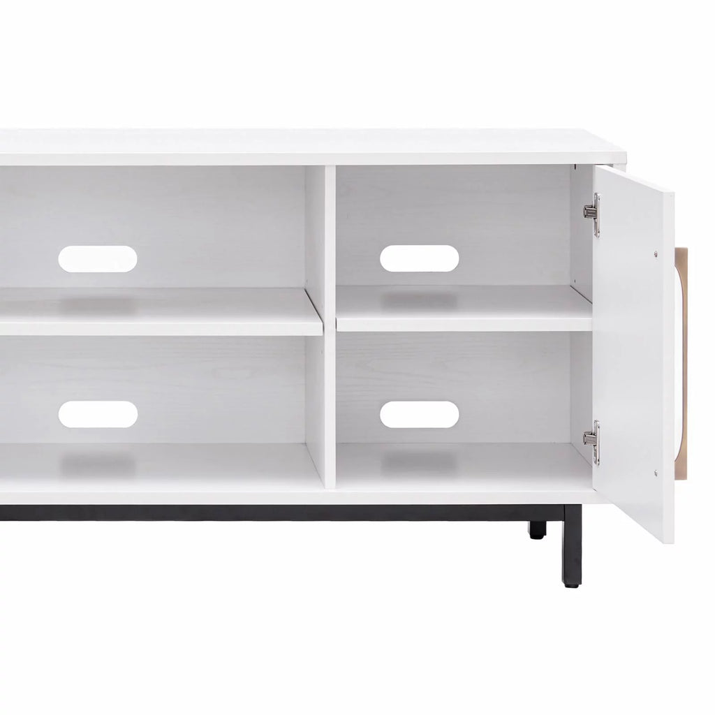 White Antiqued Gray Oak Rectangular TV Stand N641