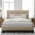 Queen Size Fabric Upholstered Platform Bed Frame with Wooden Slats U173
