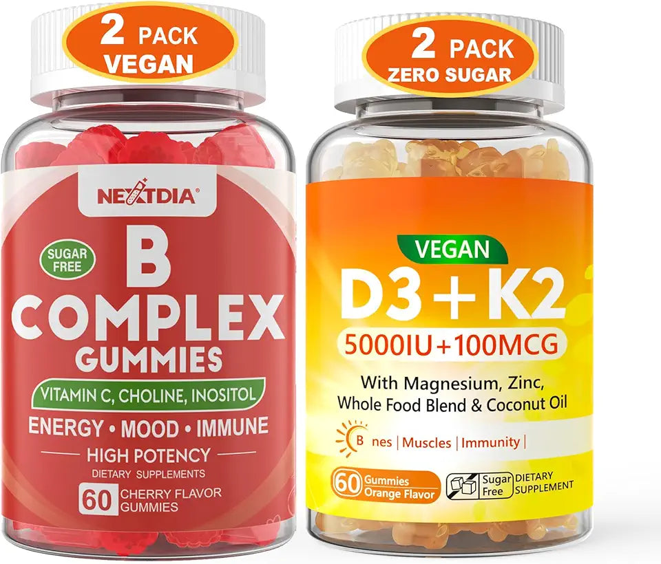 Vitamin B Complex Gummies + Vegan Vitamin D3 5000IU K2 Gummies B273994