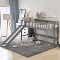 Wood Twin Loft Bed with Ladder and Slide, Gray Y5887
