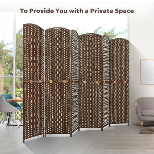 4 Panel 6 ft. Tall Grey Rattan Room Divider O66121