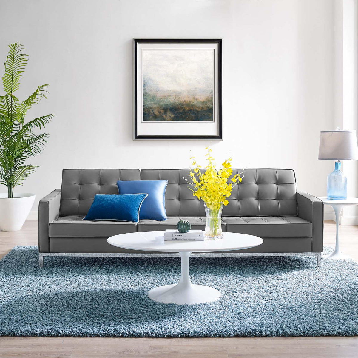 Gray Faux Leather Sofa S76443