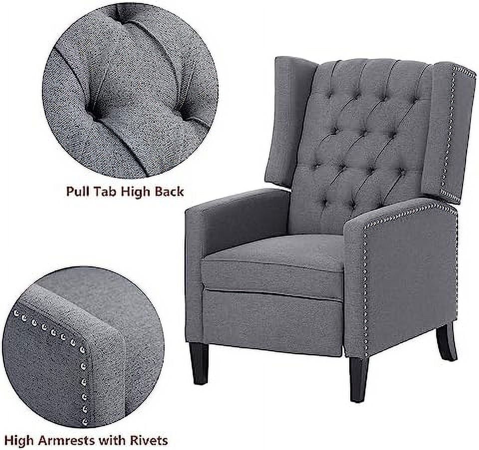 Grey Upholstered Push Back Recliner Chair R913