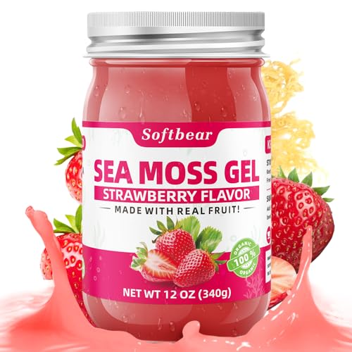 Strawberry Flavored Sea Moss Gel 12 OZ Organic Raw Vegan N6371