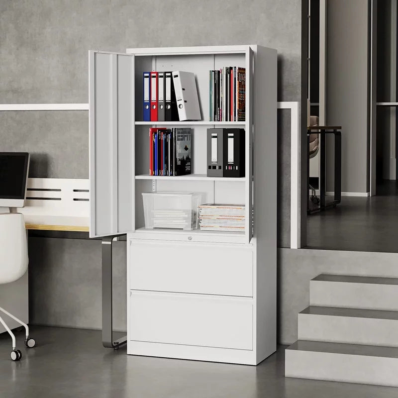 Lateral File Cabinet with Lock, 2 Drawer Steel Storage Cabinet H795