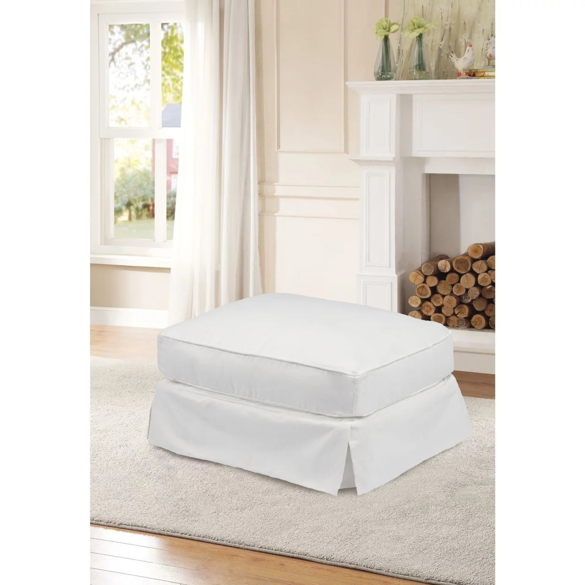 White Upholstered Ottoman O682