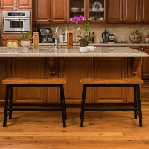 Saddle Wood Counter Dining Bench Set of 2 S657