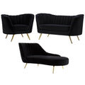 3-Piece Velvet Accent Chair Chaise & Loveseat D344742