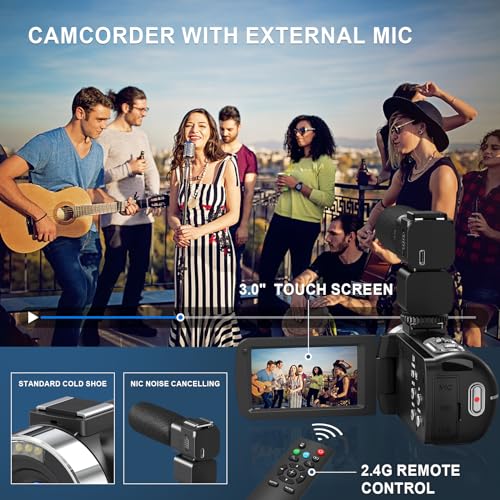 8K Video Camera Camcorder, 64MP IR Night Vision Vlogging Camera, 18X Zoom WiFi Digital Touch Screen Camcorder with 32G SD Card M612