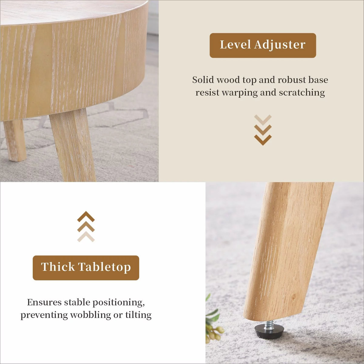 Round Solid Wood Coffee Table Set of 2 D822607