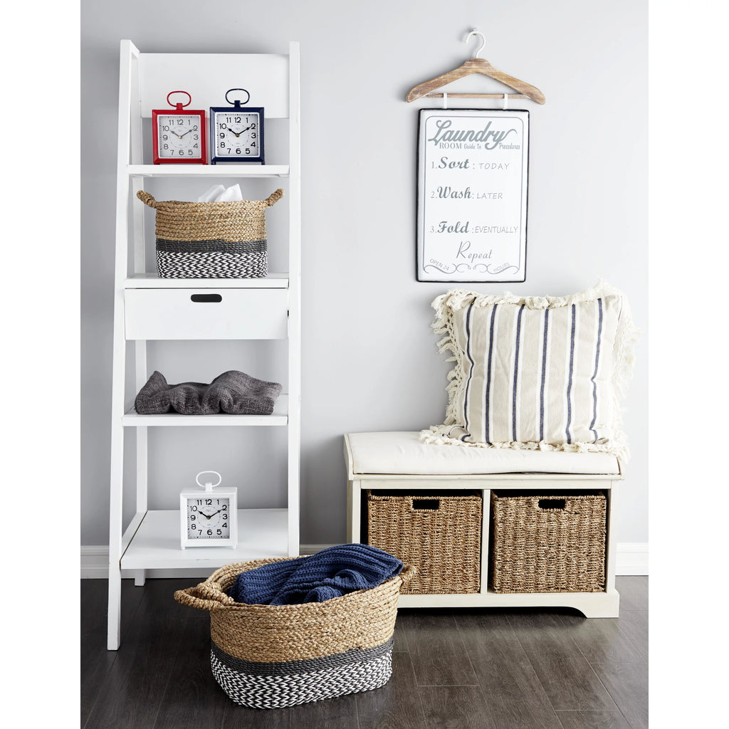 White Wood Storage Bench with Cushion Seat Y79002