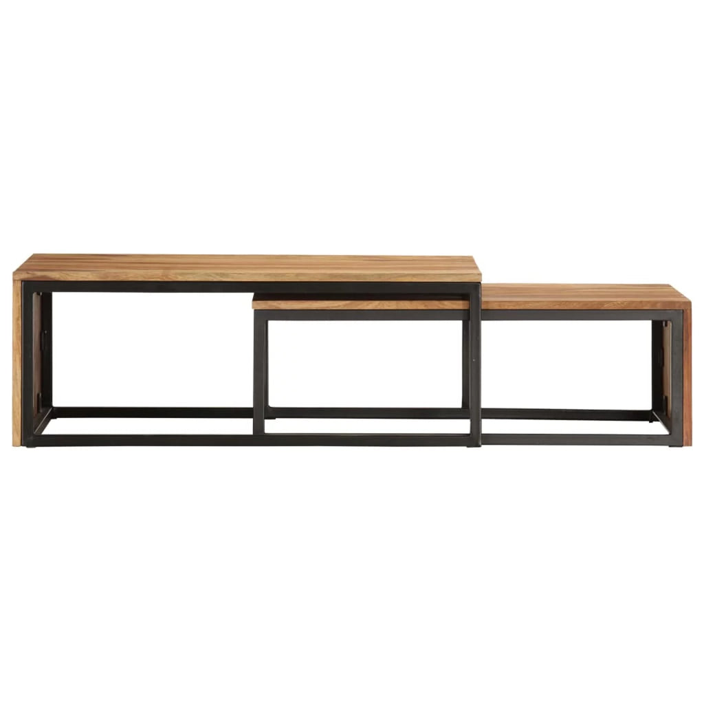 2 pcs Solid Sheesham Wood Nesting Tables J412