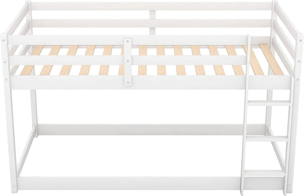 Twin Over Twin Bunk Bed with Guardrail and Ladder B182