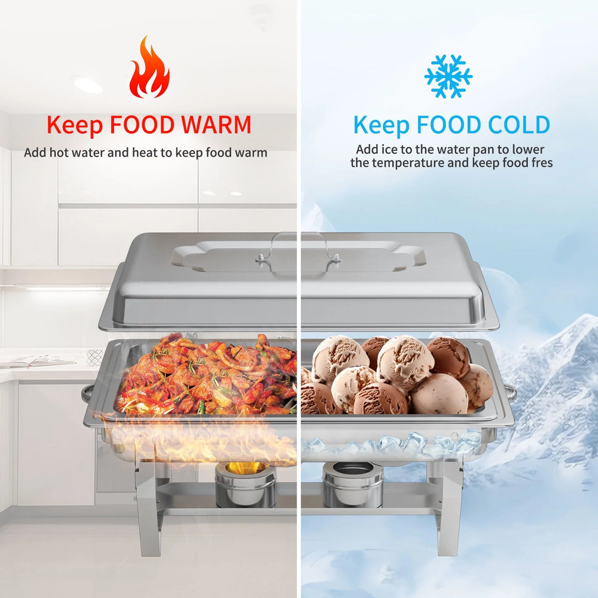 2 Pack 8QT Stainless Steel Chafing Dish Buffet Set H980