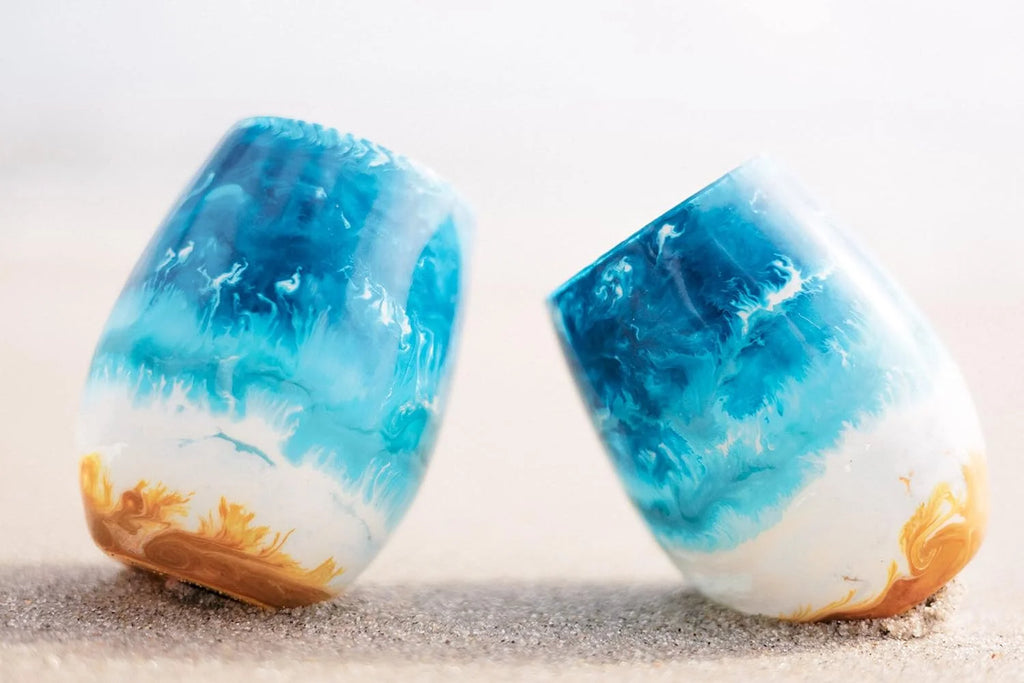 Beach Themed Stemless Wine Glass I242