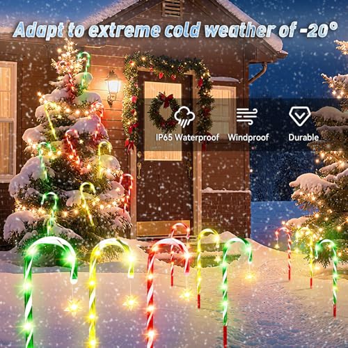 Solar Candy Cane Lights 10 Modes Waterproof 28 FT 72 LEDs K350529