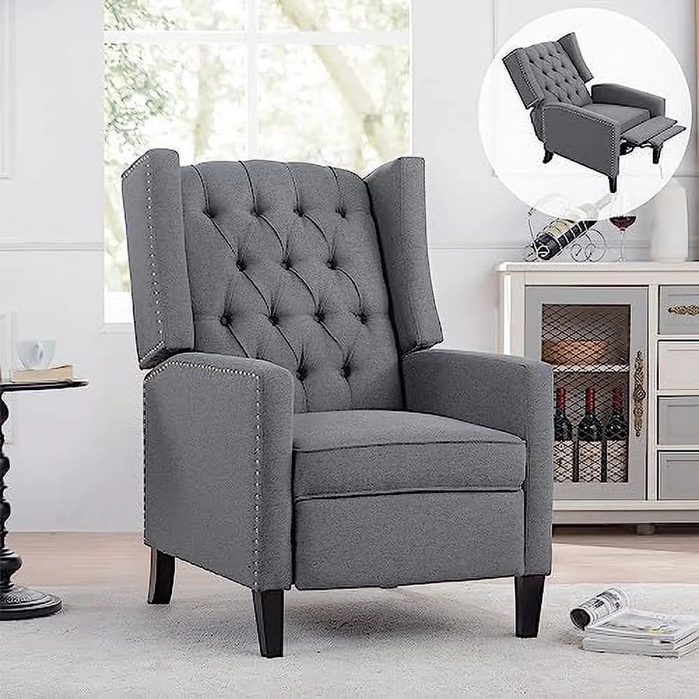 Grey Upholstered Push Back Recliner Chair R913