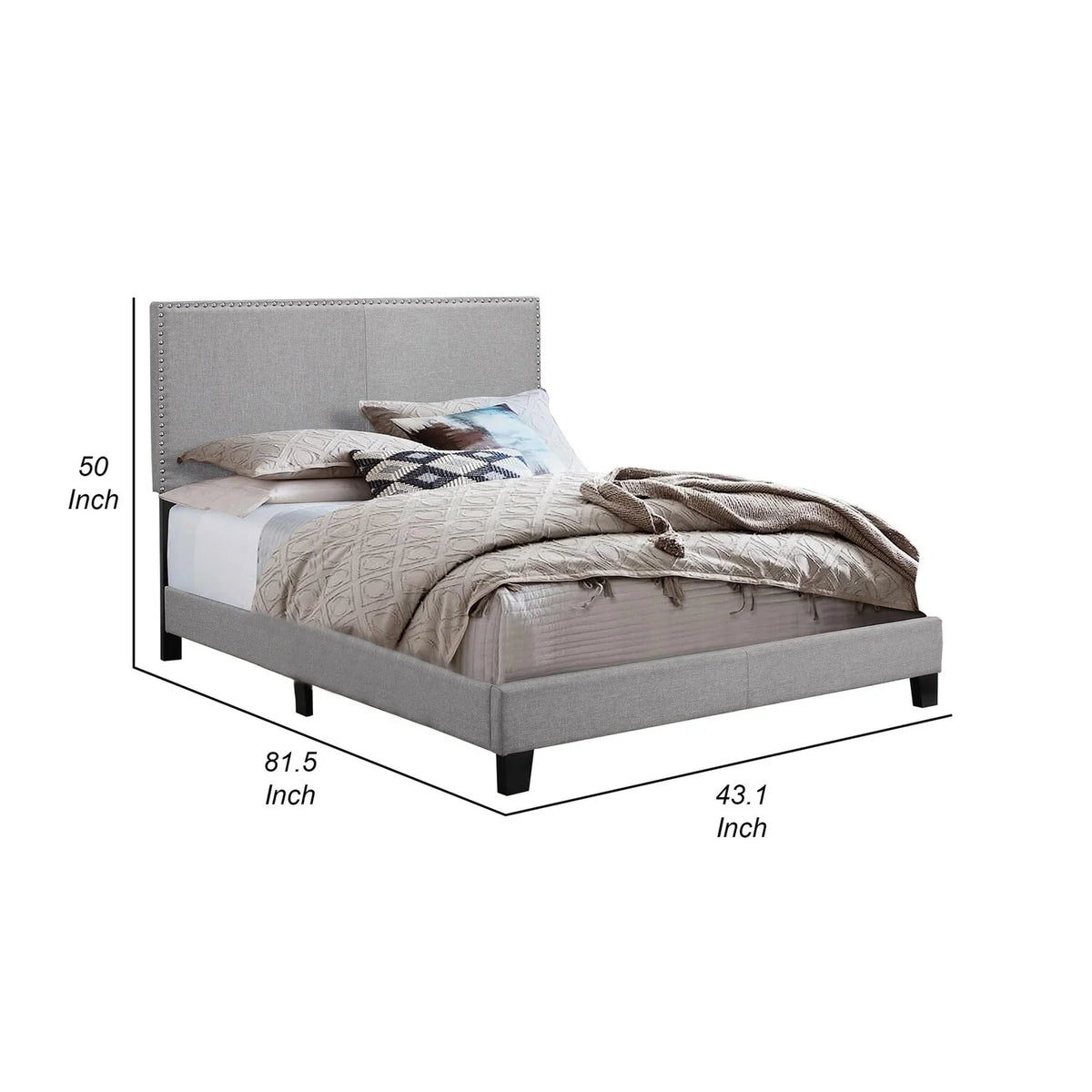 Twin Size Wood Upholstered Bed Y882