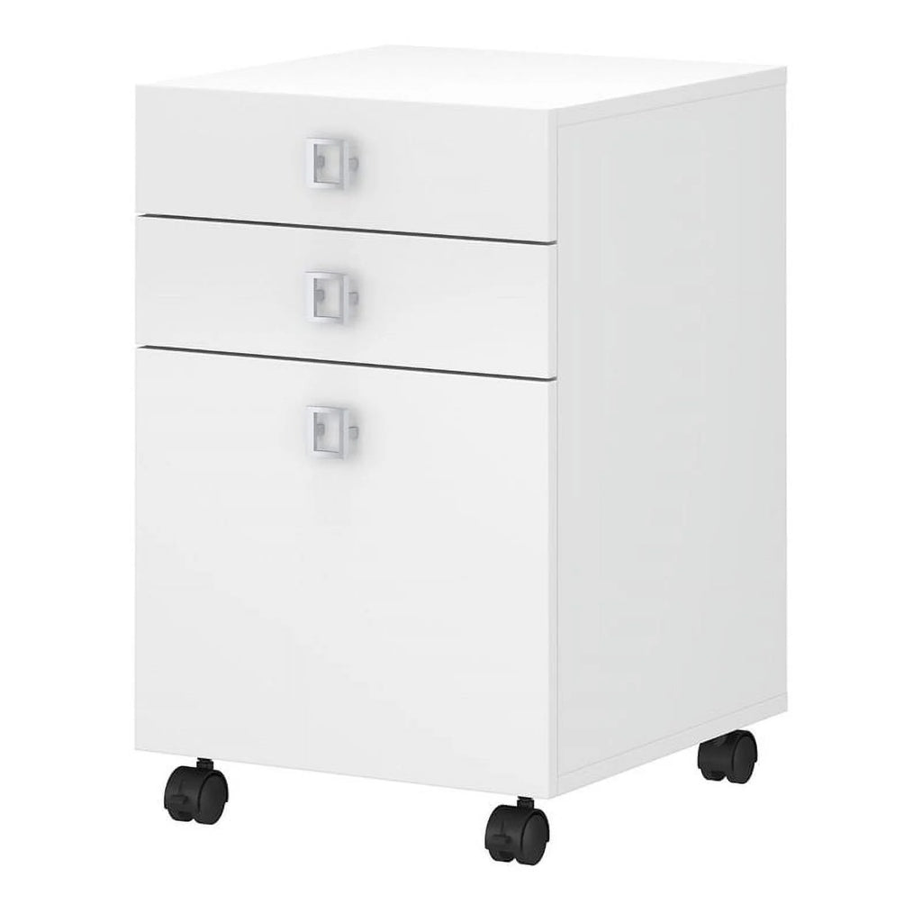 White 3 Drawer Engineered Wood Mobile File Cabinet S23233