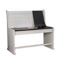 White and Black Wooden Counter Height Bench with Lift Top Seat I198024