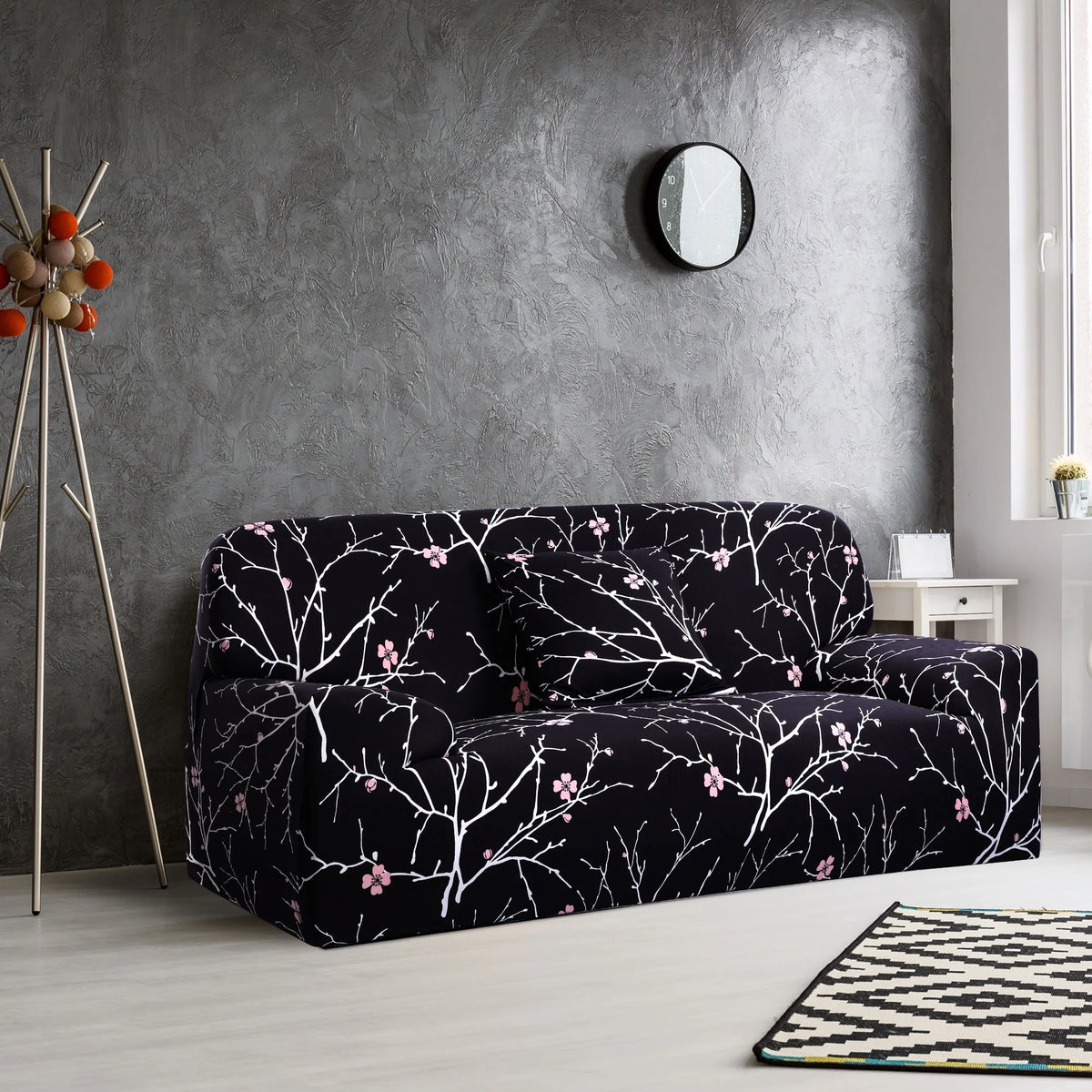 Black White Branches Sofa Slipcover P9302