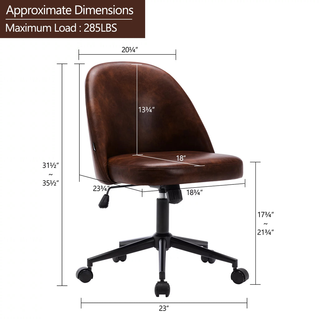 Home Office Chair PU Leather Swivel Dark Brown R753
