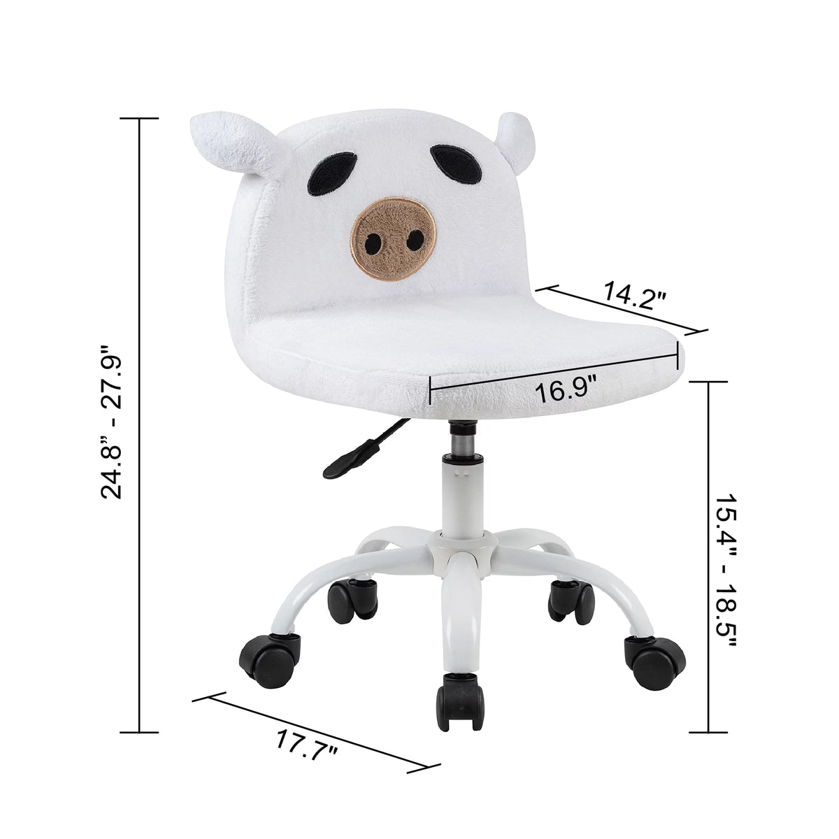 White Fuzzy Adjustable Armless Swivel Rolling Desk Chair M346