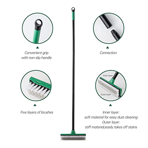 3-in-1 Tub & Tile Scrub Brush Combo with Long Handle J995