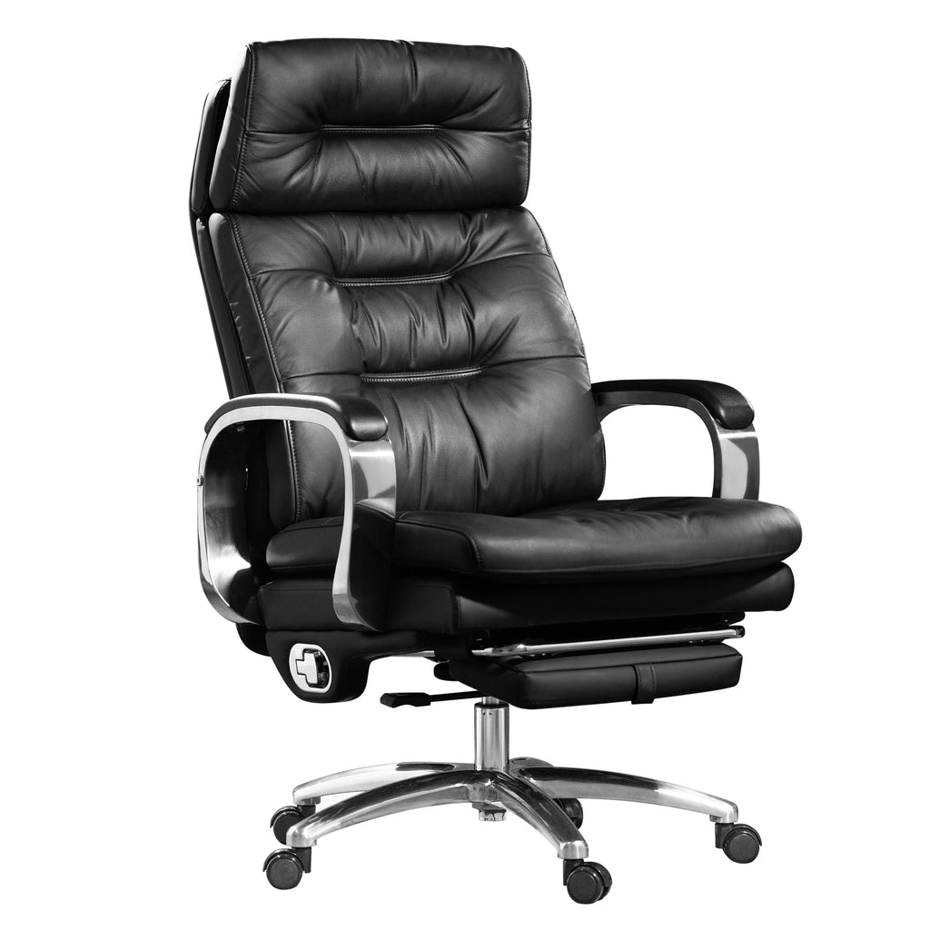 Massage Office Chair with Footrest Genuine Leather K219