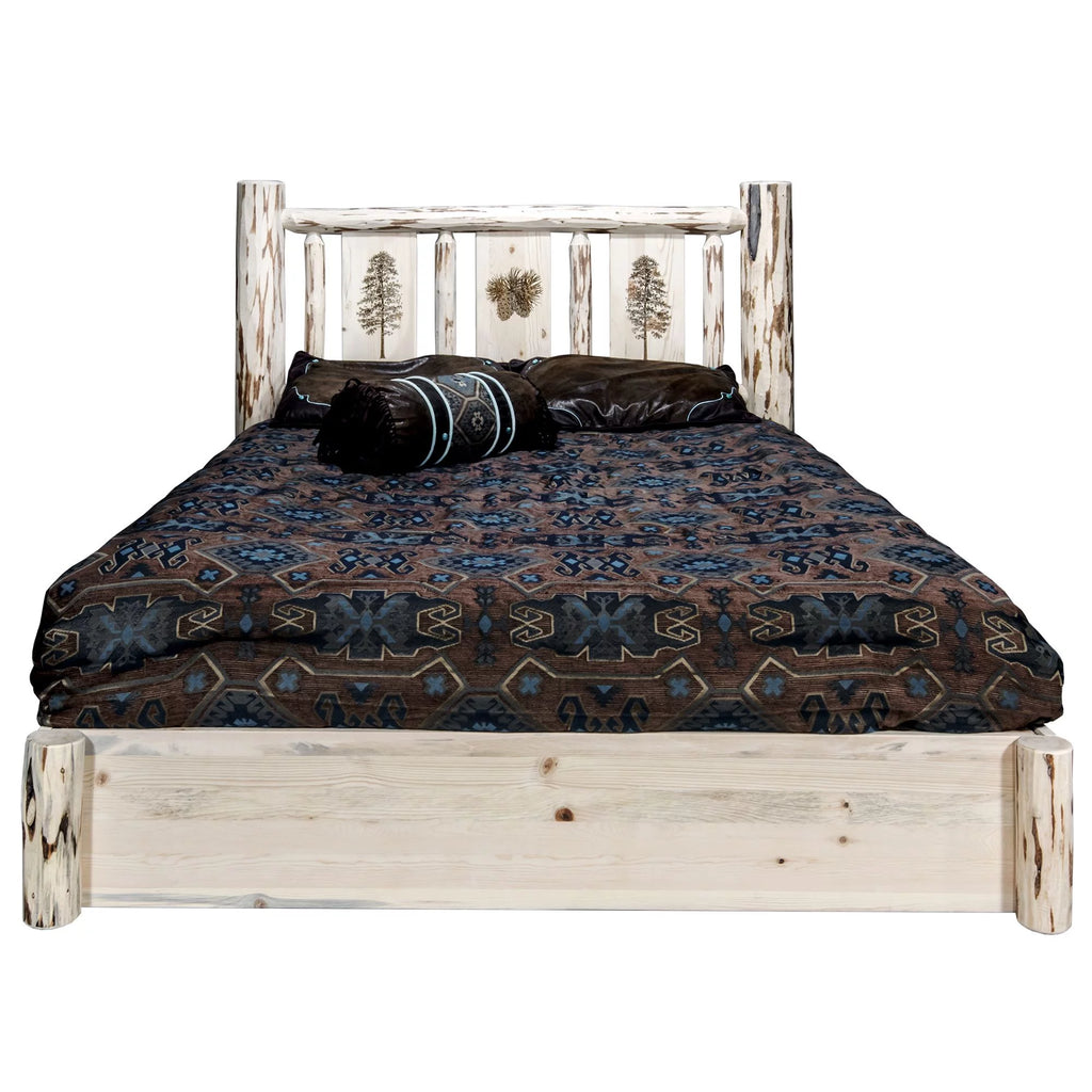 Natural Wood Full Platform Bed with Storage F10697