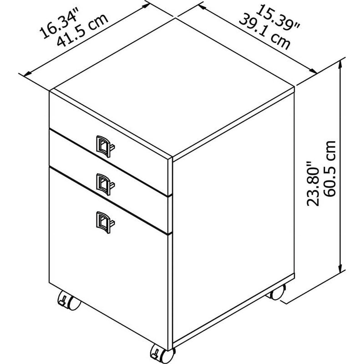 White 3 Drawer Engineered Wood Mobile File Cabinet S23233