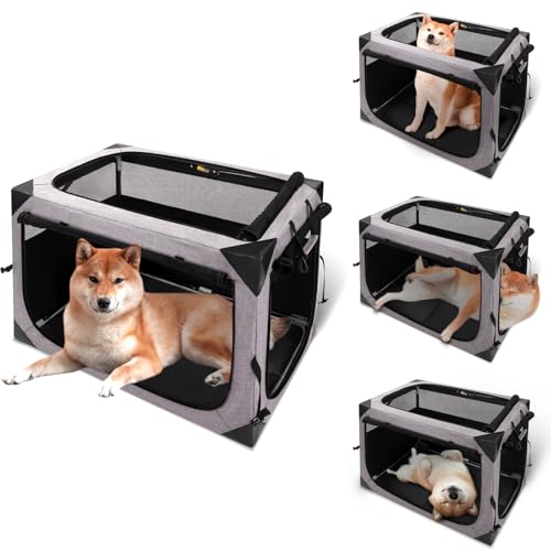 36x25x25 Inch Grey Foldable Dog Crate with 3-Door Z54311