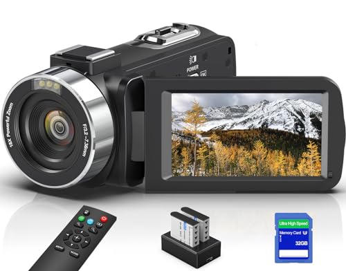 8K Video Camera Camcorder, 64MP IR Night Vision Vlogging Camera, 18X Zoom WiFi Digital Touch Screen Camcorder with 32G SD Card M612
