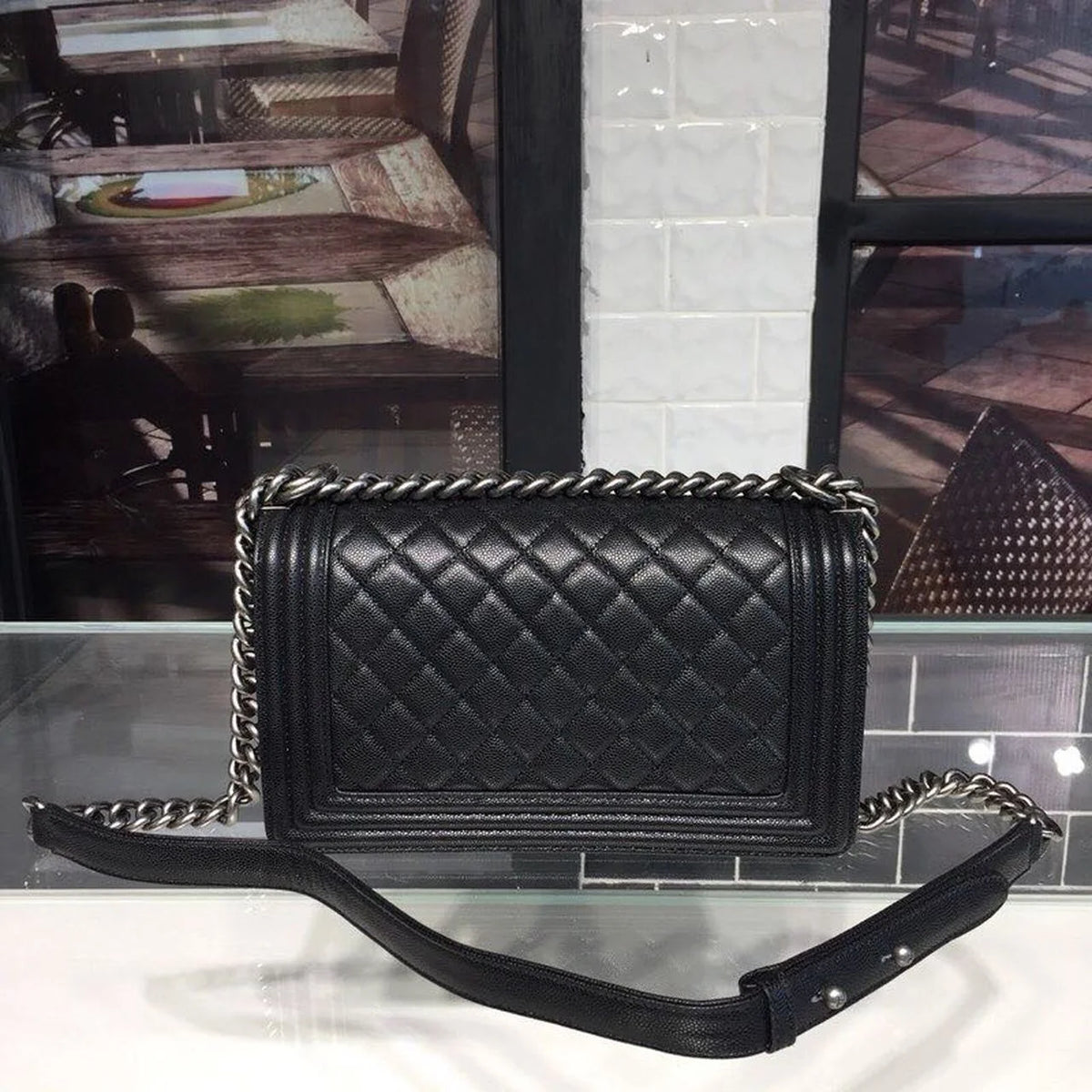 Black Shoulder And Crossbody Handbag S8134