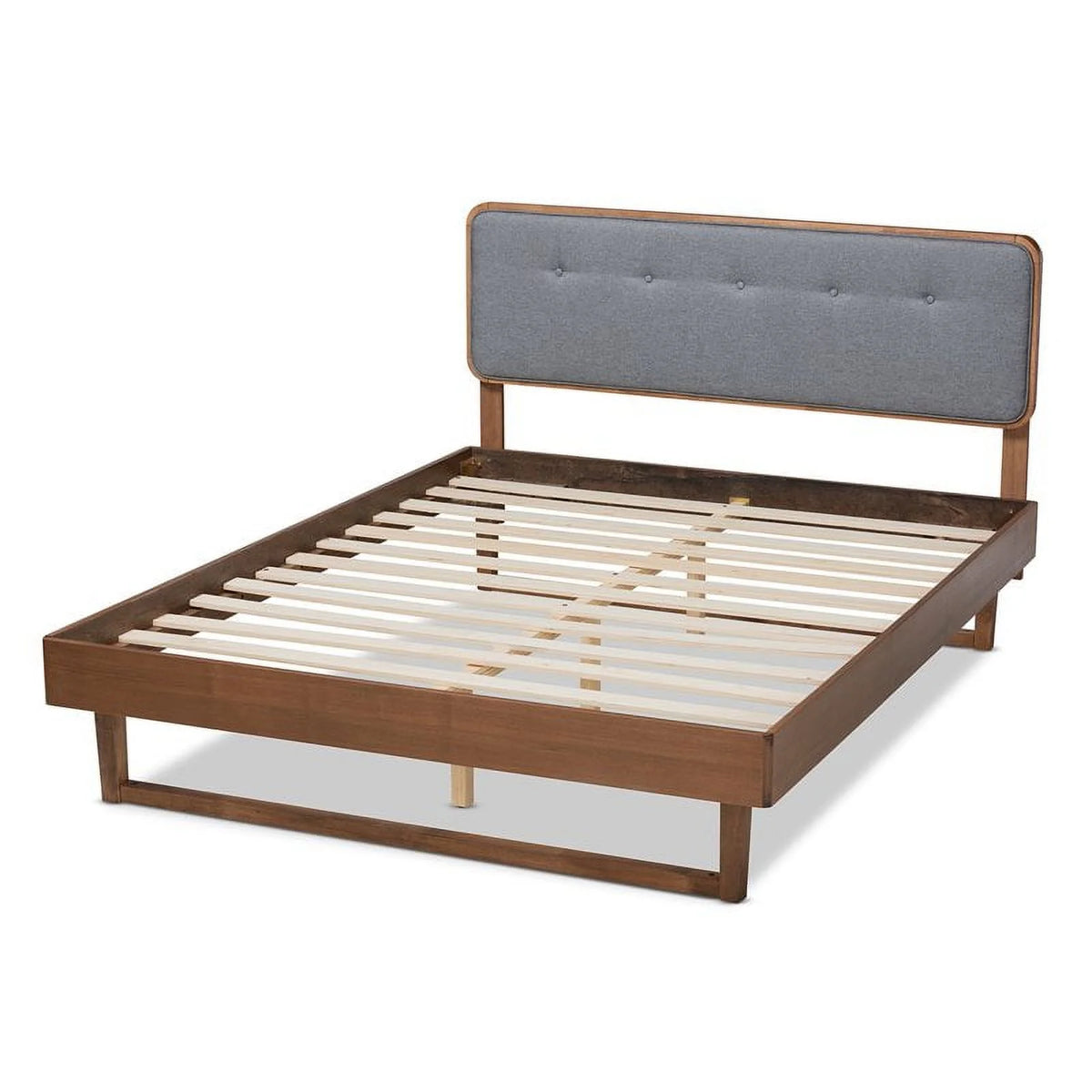 Gray Upholstered Wood King Size Platform Bed N256296