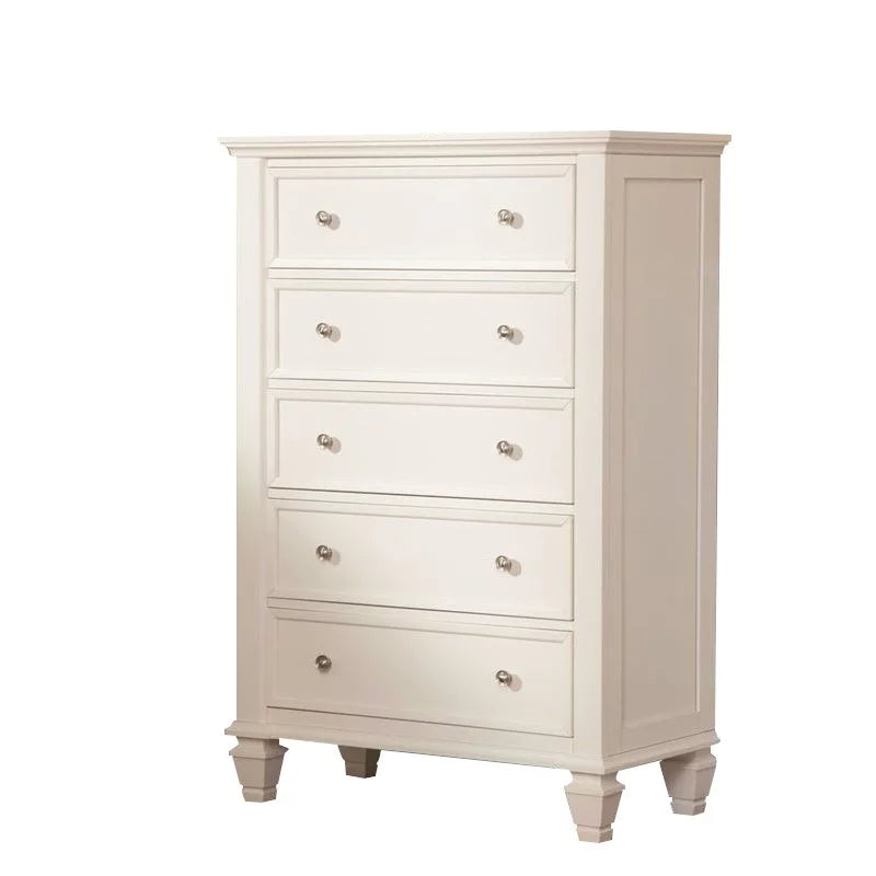 Cream White 5-drawer Rectangular Chest A696