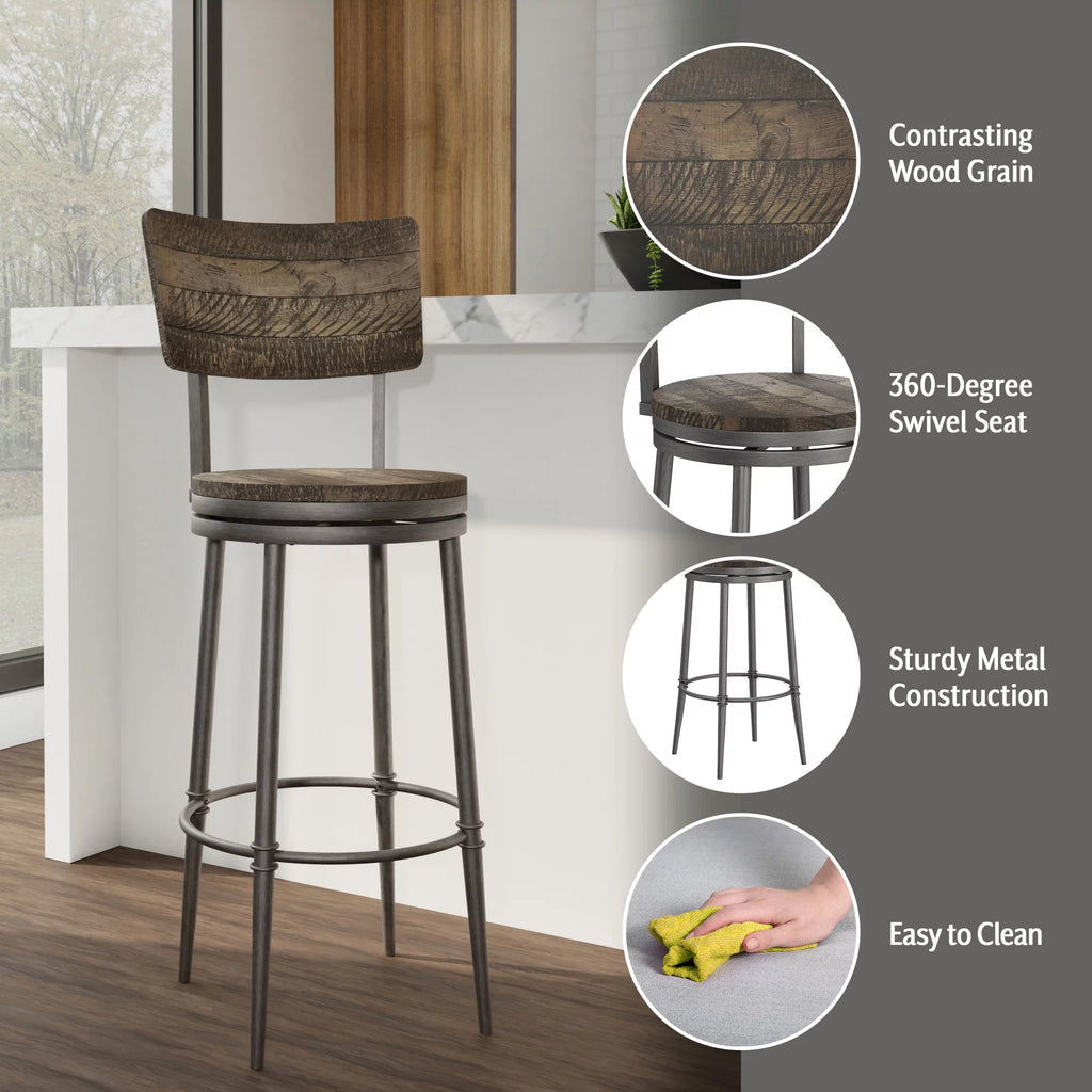 Wood and Metal Swivel Bar Height Stool N908091