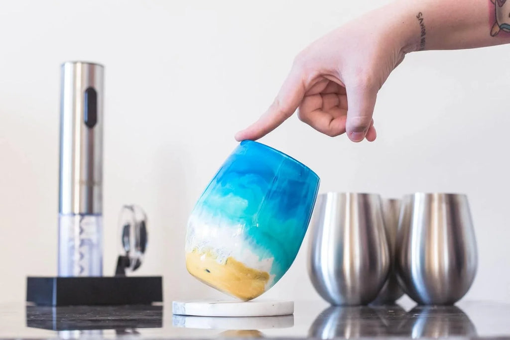 Beach Themed Stemless Wine Glass I242