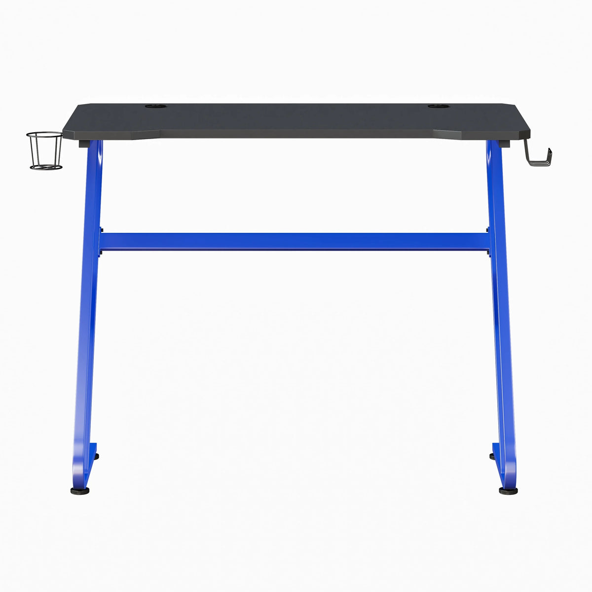 Blue Ergonomic Gaming Desk with Cup Holder and Headphone Hook N1764