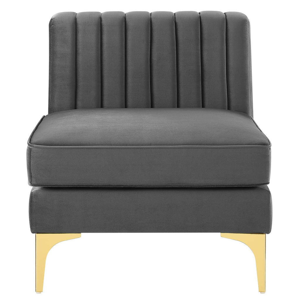 Gray Channel Tufted Performance Velvet Armless Chair A71000